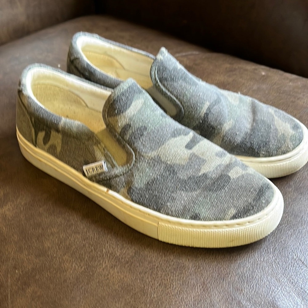 J crew camo canvas slip ons